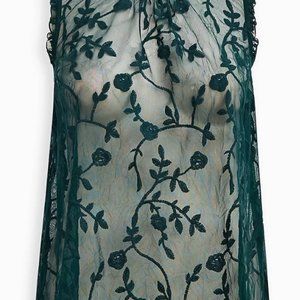 Torrid- Embroidered Mesh Mock neck top